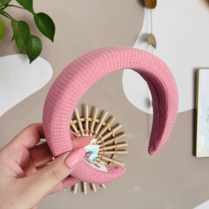 Satynowa opaska na formie Sztywna z pianką Wafelkowa Pinky