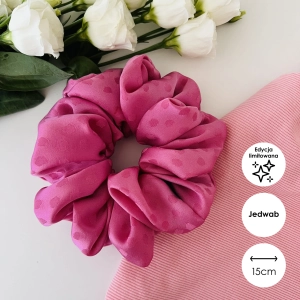Jedwabna gumka do włosów scrunchie XXL Bubblegum