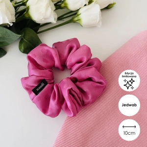 Jedwabna gumka do włosów MIDI scrunchie Bubblegum