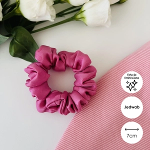 Jedwabna gumka do włosów scrunchie MINI Bubblegum