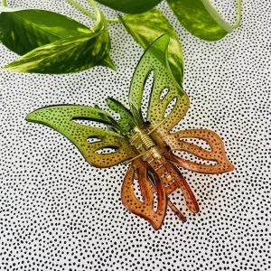 Klamra do włosów Spinka Mariposa Zielono-pomarańczowa