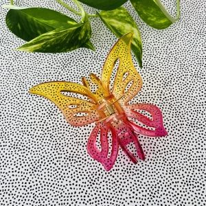 Klamra do włosów Spinka Mariposa Żółto-różowa