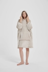 Ciepła Kocobluza z kapturem Hoodie Beżowa