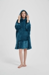 Ciepła Kocobluza z kapturem Hoodie Turkusowa