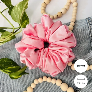 Satynowa gumka do włosów scrunchie XXL Jasny róż