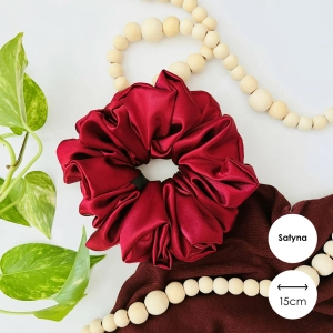 Satynowa gumka do włosów scrunchie XXL Bordowa