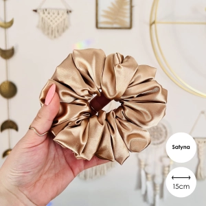 Satynowa gumka do włosów scrunchie XXL Złota