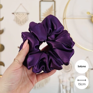 Satynowa gumka do włosów scrunchie XXL Bakłażan