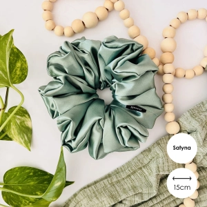 Satynowa gumka do włosów scrunchie XXL Szałwia