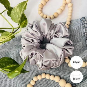 Satynowa gumka do włosów scrunchie XXL Szara