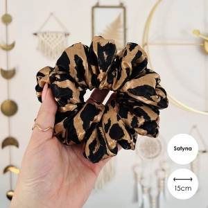 Satynowa gumka do włosów scrunchie XXL Panterka