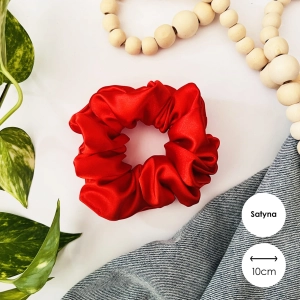 Satynowa gumka do włosów scrunchie MIDI Czerwona