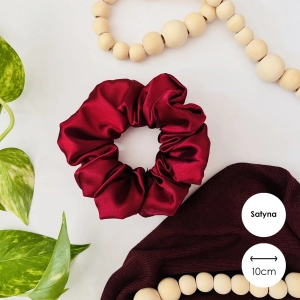 Satynowa gumka do włosów scrunchie MIDI Bordo