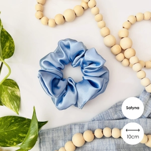Satynowa gumka do włosów scrunchie MIDI Błękit