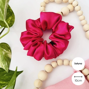 Satynowa gumka do włosów scrunchie MIDI Fuksja