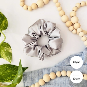 Satynowa gumka do włosów scrunchie MIDI Szara