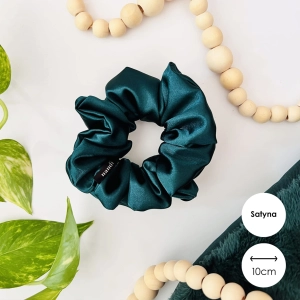 Satynowa gumka do włosów scrunchie MIDI Zielona