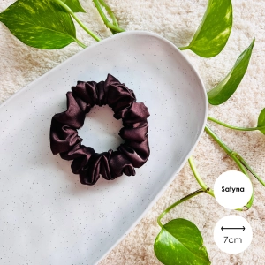 Satynowa gumka do włosów scrunchie MINI Czekolada