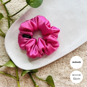 Jedwabna gumka do włosów scrunchie MIDI Cukierkowy róż