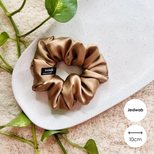 Jedwabna gumka do włosów scrunchie MIDI Cappucino