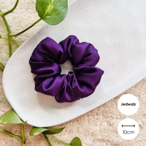 Jedwabna gumka do włosów scrunchie MIDI Śliwka