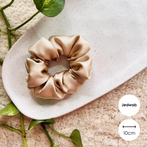 Jedwabna gumka do włosów scrunchie MIDI Złota
