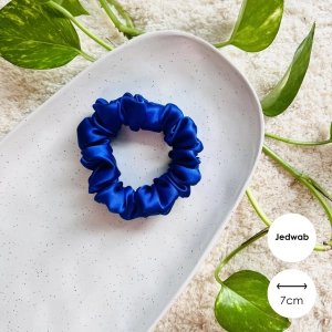 Jedwabna gumka do włosów scrunchie MINI Kobalt