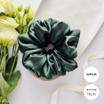 Jedwabna gumka do włosów scrunchie XXL Zielona butelkowa