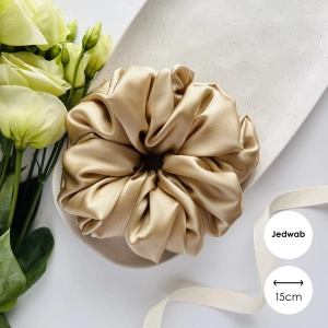 Jedwabna gumka do włosów scrunchie XXL Złota