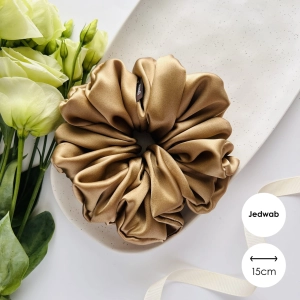 Jedwabna gumka do włosów scrunchie XXL Cappucino