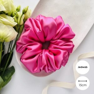 Jedwabna gumka do włosów scrunchie XXL Cukierkowy róż