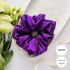 Jedwabna gumka do włosów scrunchie XXL Śliwka