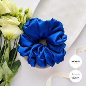 Jedwabna gumka do włosów scrunchie XXL Kobalt