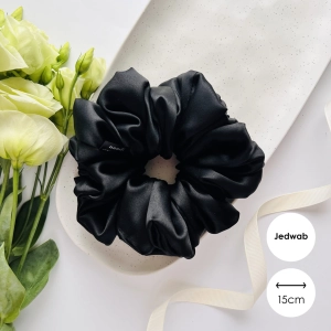 Jedwabna gumka do włosów scrunchie XXL Czarna