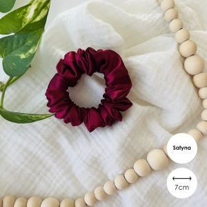 Satynowa gumka do włosów scrunchie MINI Bordo